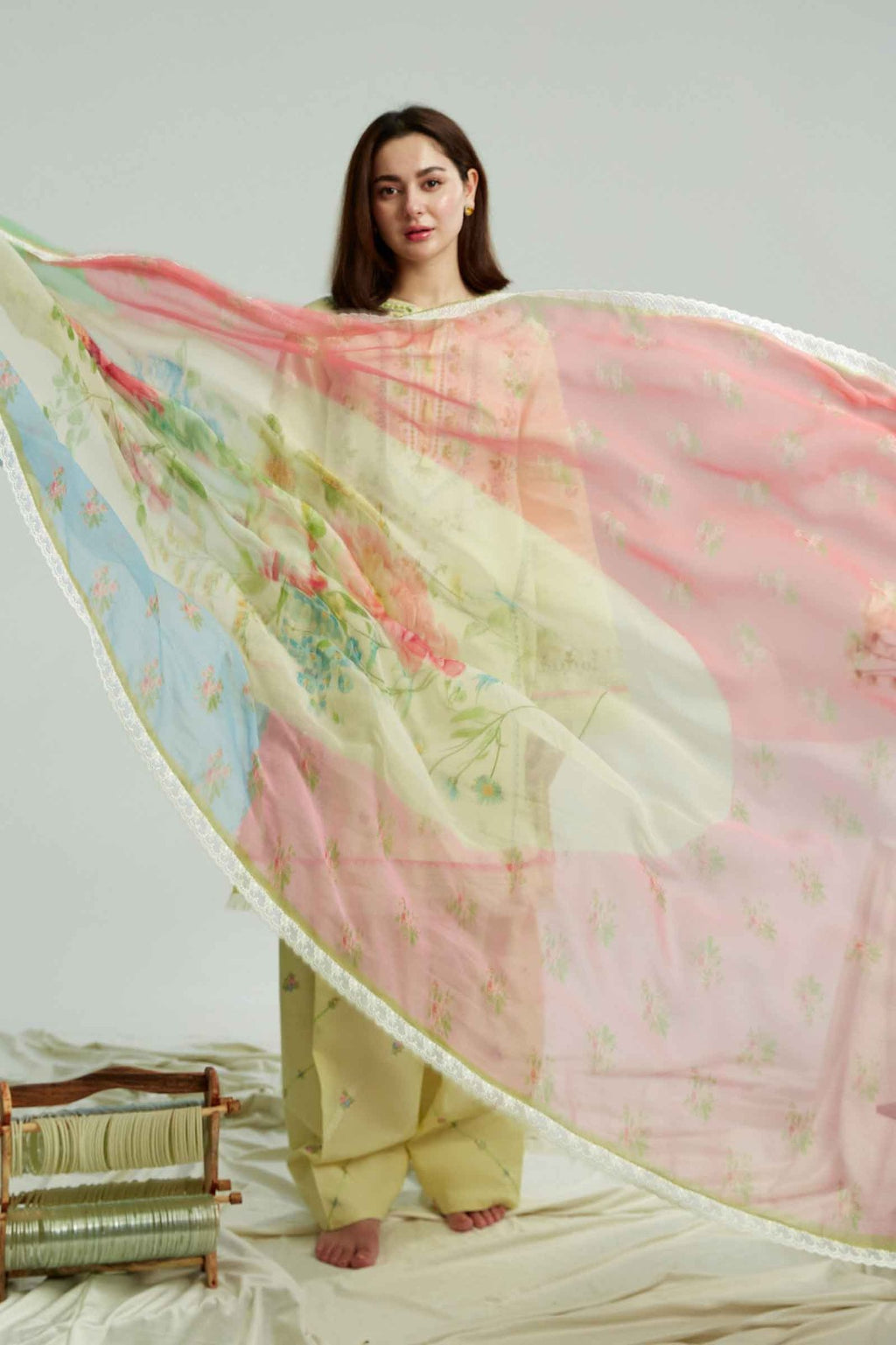 COCO - 3PC Lawn Embroidered Shirt with Printed Chiffon Dupatta (Unstitched) - RN-2420