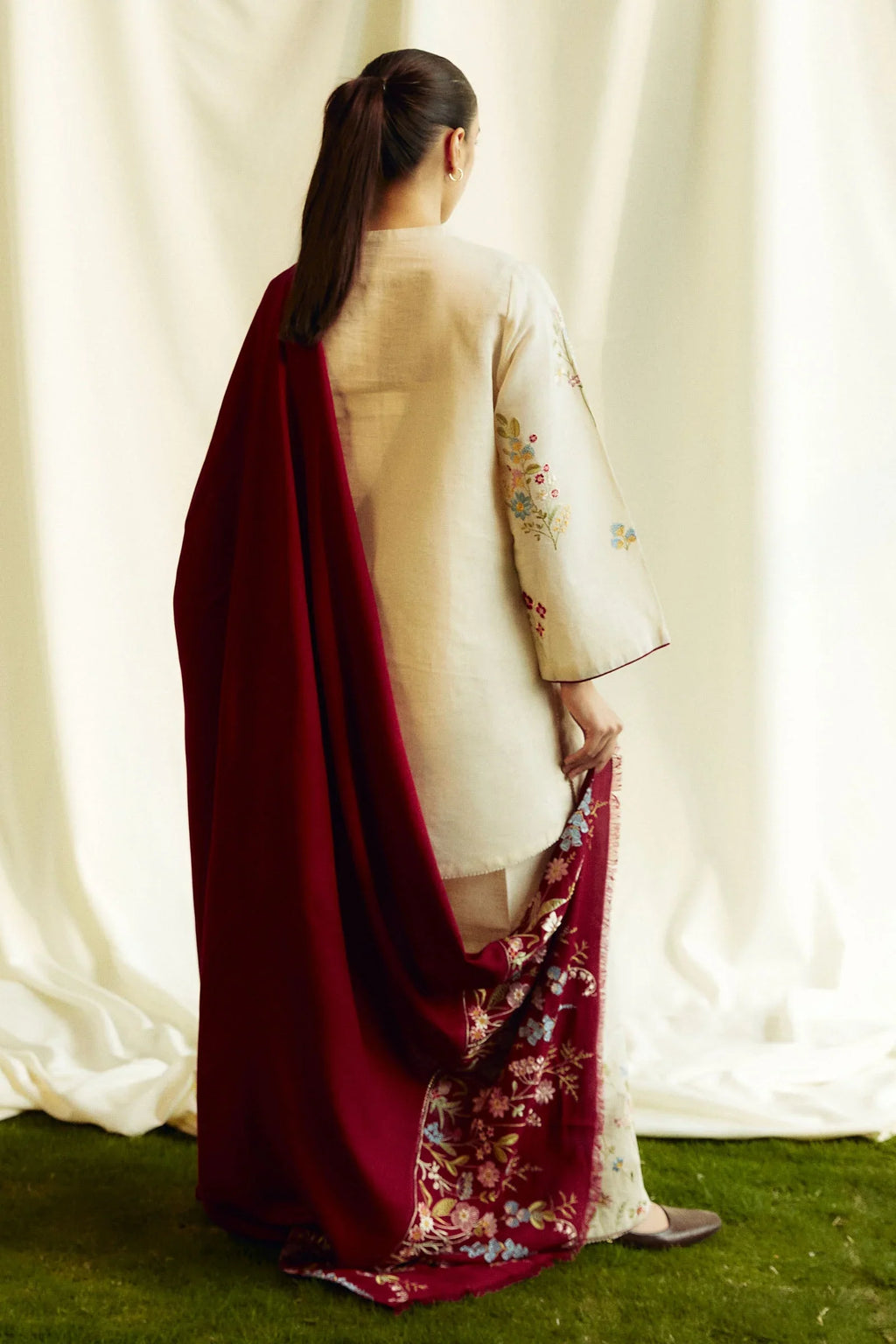 COCO-3PC Unstitched Dhanak Embroidered Shirt with Dhanak Embroidered Dupatta and Trouser -DN1805