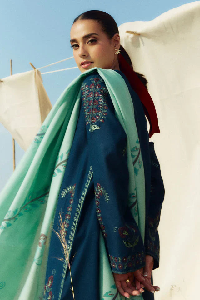 COCO-3PC Unstitched Dhanak Embroidered Shirt with Dhanak Embroidered Dupatta and Trouser -DN1804