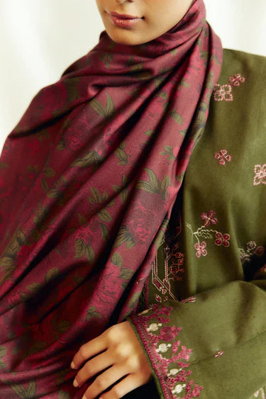 COCO-3PC Unstitched Dhanak Embroidered Shirt with Dhanak Embroidered Dupatta and Trouser -DN1801