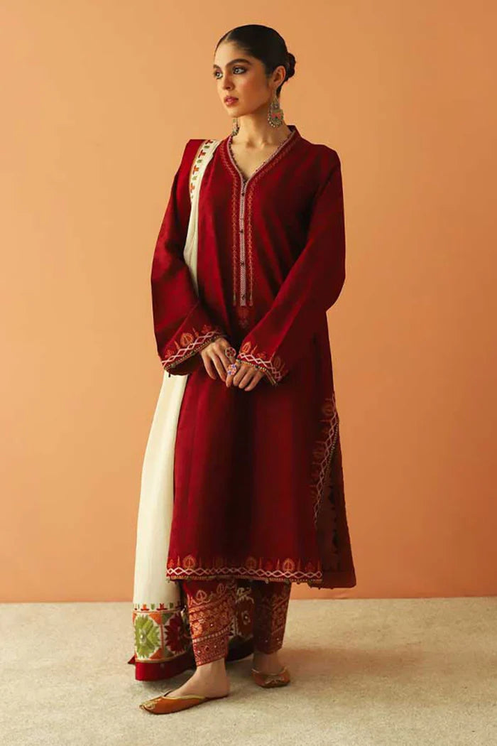COCO-3PC Unstitched Dhanak Embroidered Shirt with Dhanak Embroidered Dupatta and Trouser -DN1802