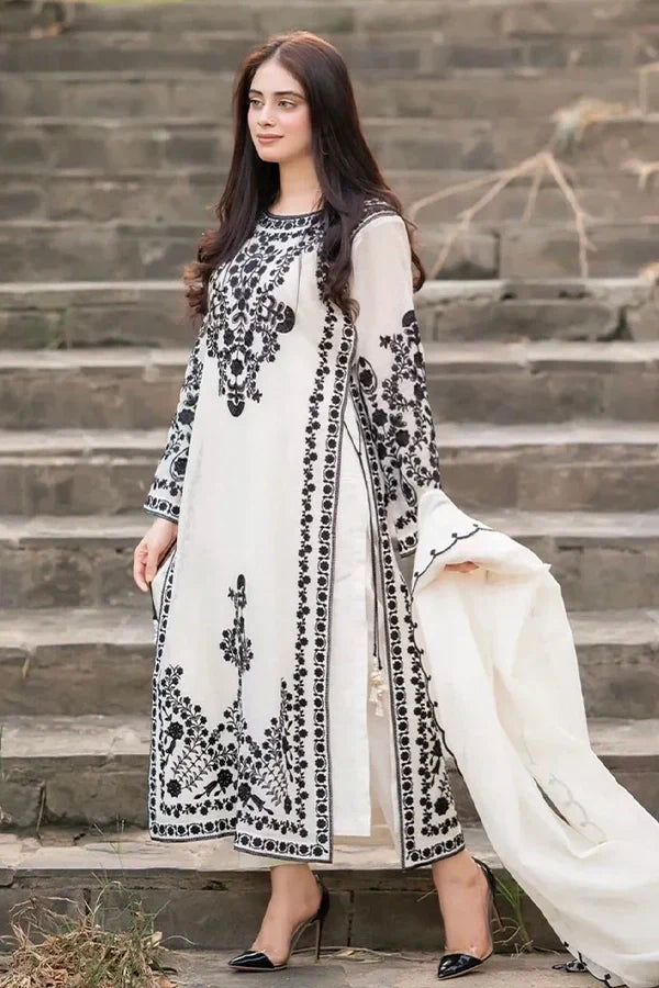 SAPPHIRE - 3PC Lawn Embroidered Shirt with Printed Chiffon Dupatta (Unstitched) - RN-2435