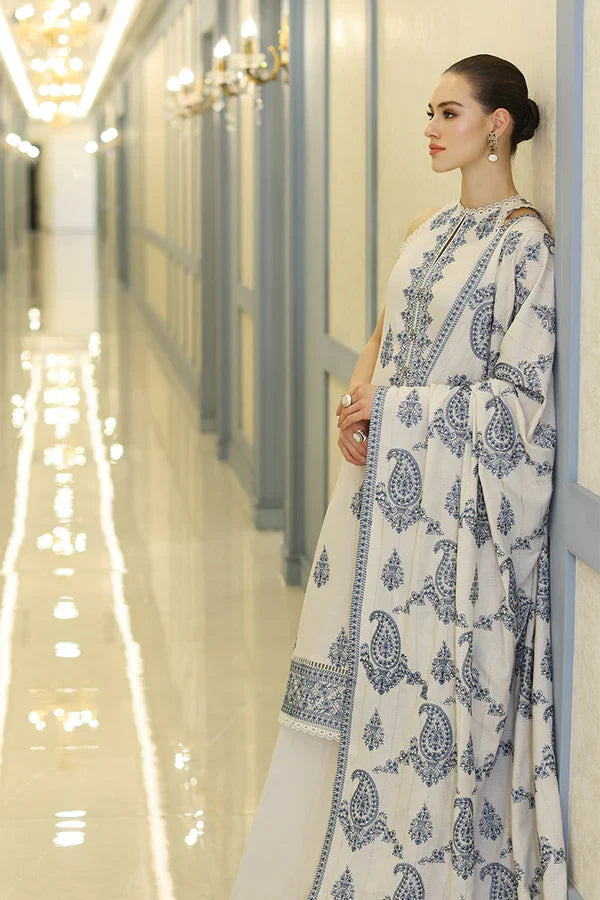 BAREEZE-3PC Unstitched Dhanak Embroidered Shirt with Dhanak Embroidered Dupatta and Trouser -DN1823