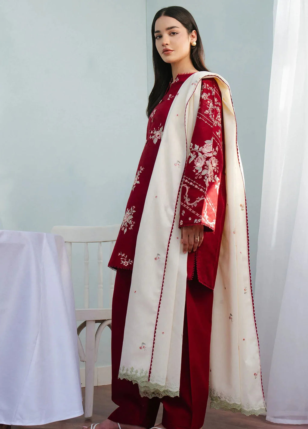 ZARA SHAHJAHAN - 3PC Lawn Embroidered Shirt with Printed Chiffon Dupatta (Unstitched) - RN-2419