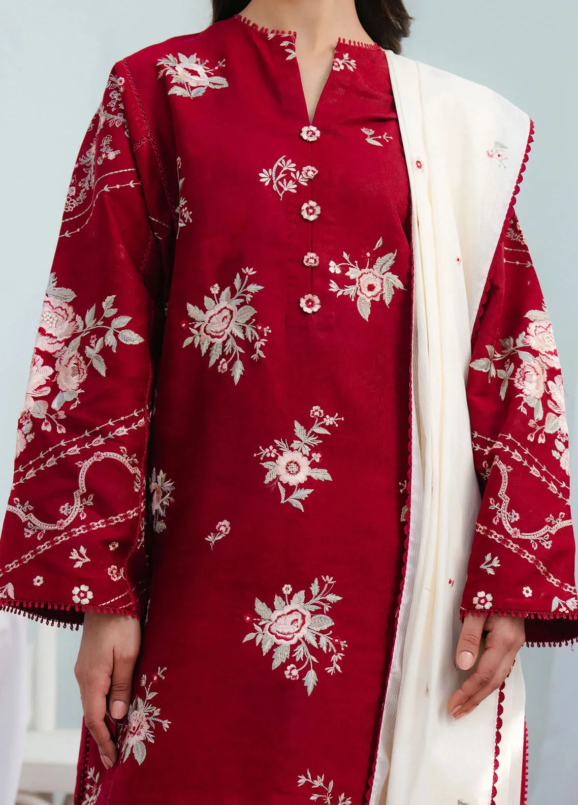 ZARA SHAHJAHAN - 3PC Lawn Embroidered Shirt with Printed Chiffon Dupatta (Unstitched) - RN-2419