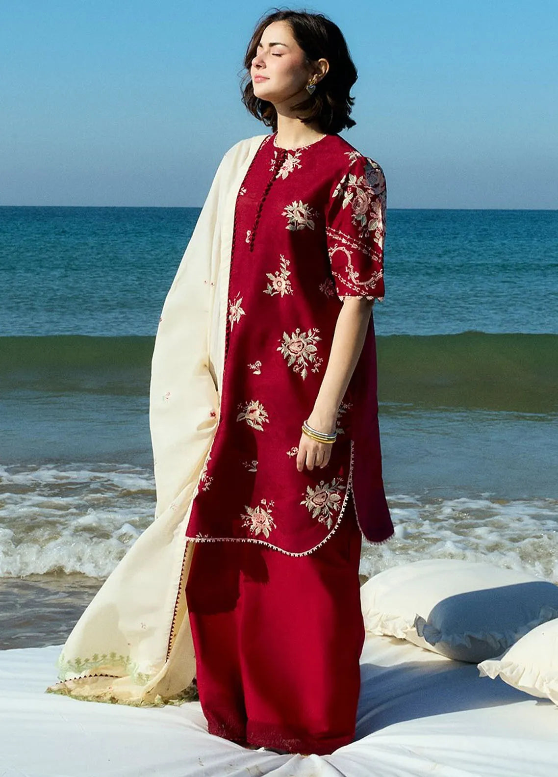 ZARA SHAHJAHAN - 3PC Lawn Embroidered Shirt with Printed Chiffon Dupatta (Unstitched) - RN-2419