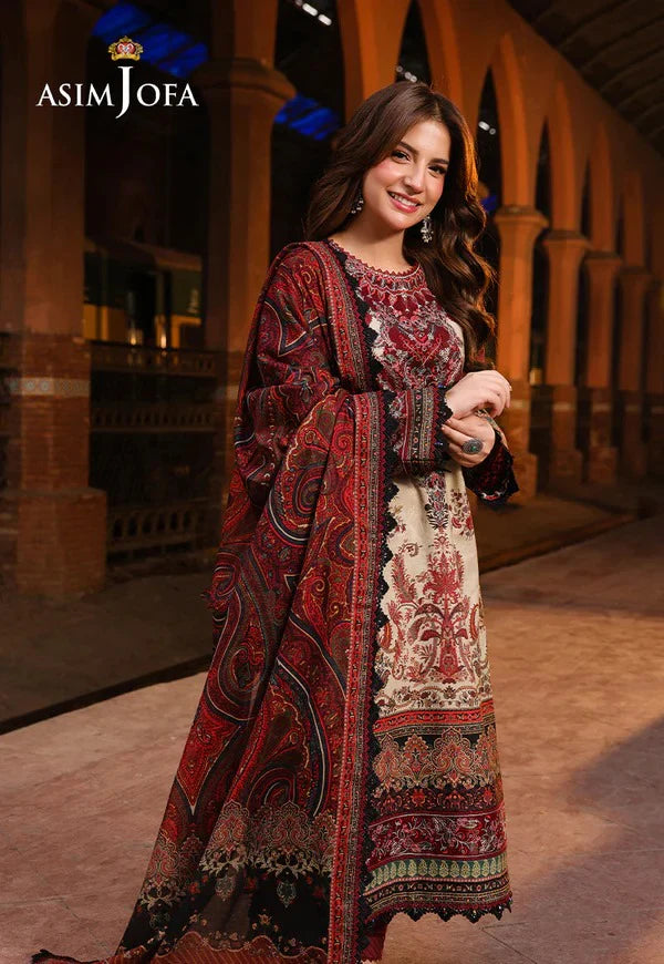 ASIM JOFA - 3PC Lawn Embroidered Shirt with Dupatta (Unstitched) - RN-2443