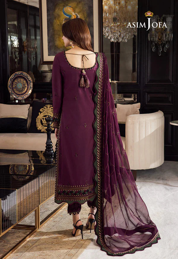 ASIM JOFA- 3PC Lawn Embroidered Shirt with Chiffon Dupatta (Unstitched) - RN-2441