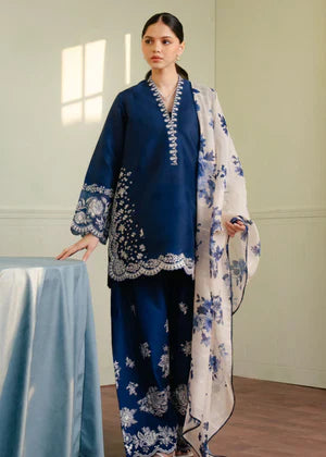 COCO -3PC Unstitched Dhanak Embroidered Shirt with Dhanak Embroidered Dupatta and Trouser -DN1814