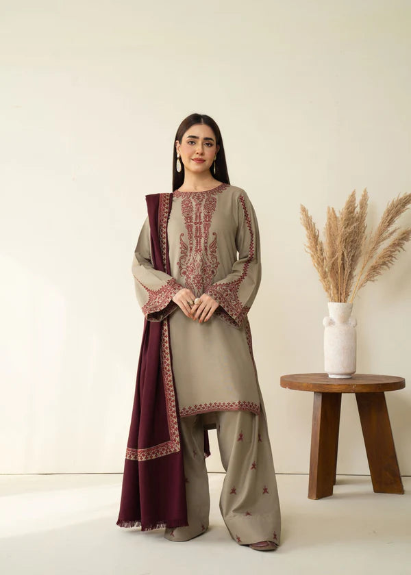 BAROQUE - 3PC Lawn Embroidered Shirt with Dupatta (Unstitched) - RN-2446