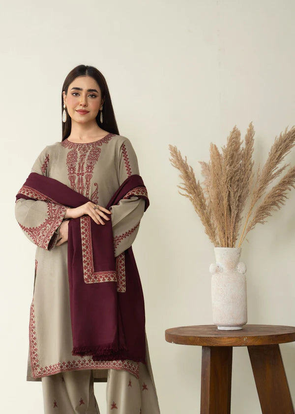 BAROQUE - 3PC Lawn Embroidered Shirt with Dupatta (Unstitched) - RN-2446