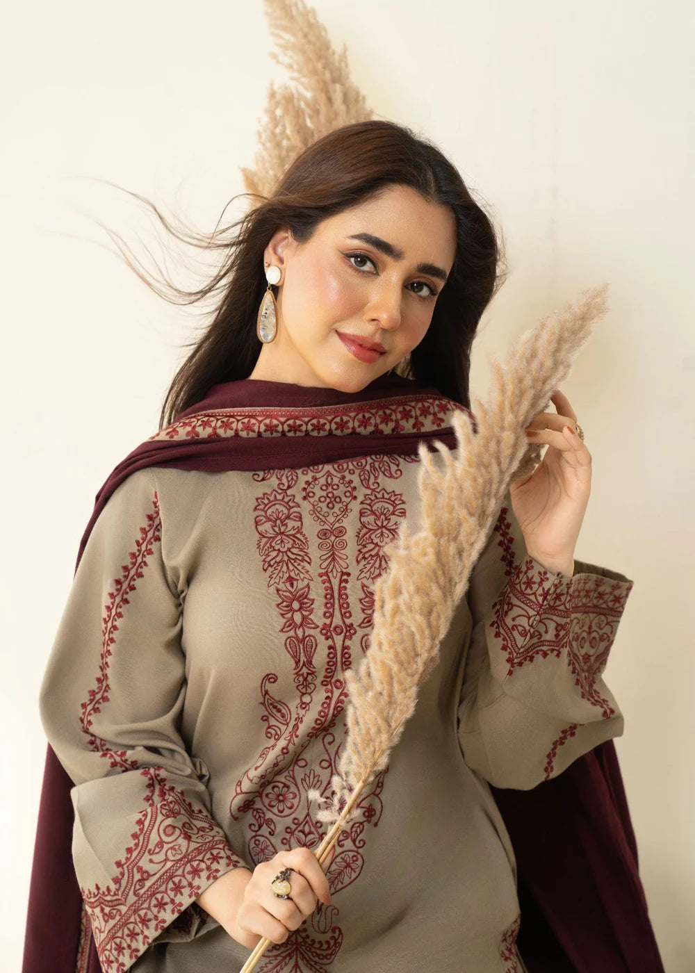 BAROQUE - 3PC Lawn Embroidered Shirt with Dupatta (Unstitched) - RN-2446