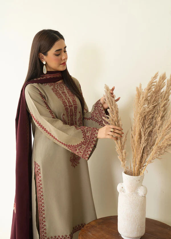BAROQUE - 3PC Lawn Embroidered Shirt with Dupatta (Unstitched) - RN-2446