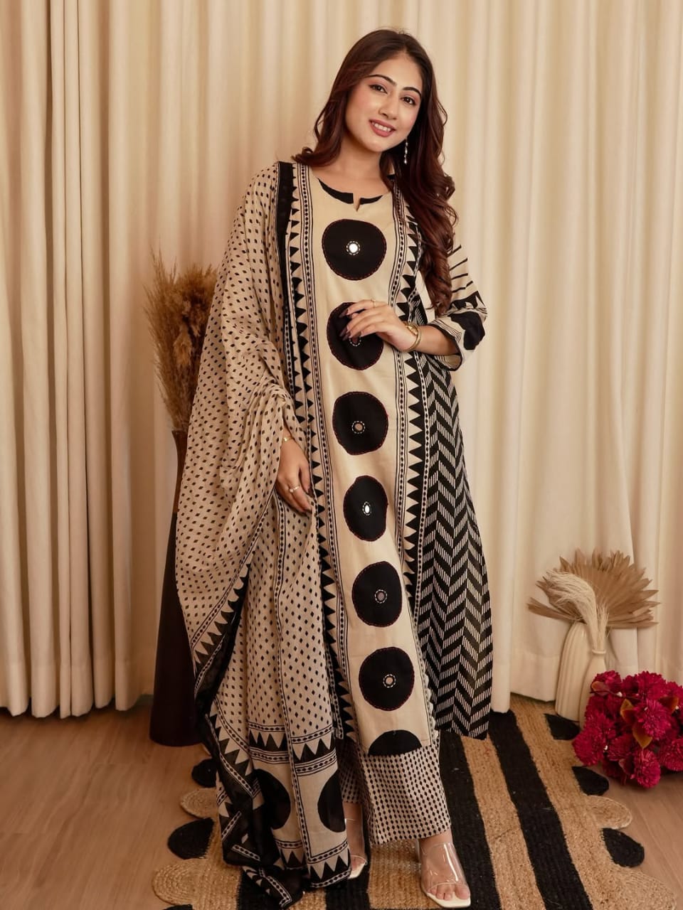 REENA - 3PC Lawn Embroidered Shirt with Dupatta (Unstitched) - RN-2444