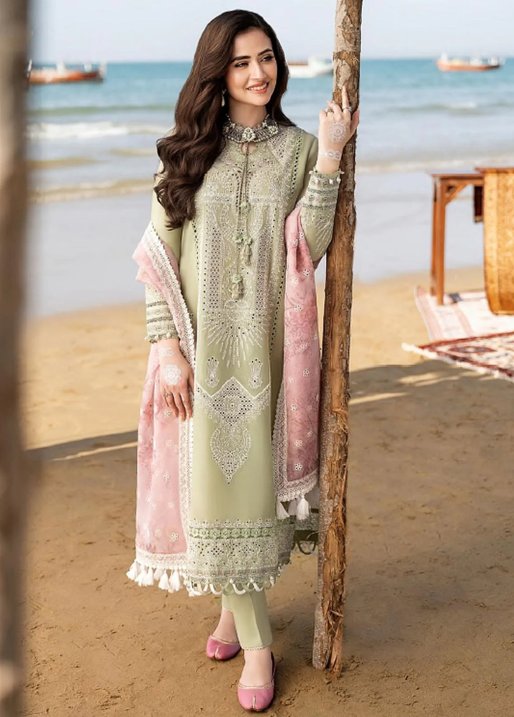 JAZMIN- 3PC Lawn Embroidered Shirt with Printed Chiffon Dupatta (Unstitched) - RN-2432