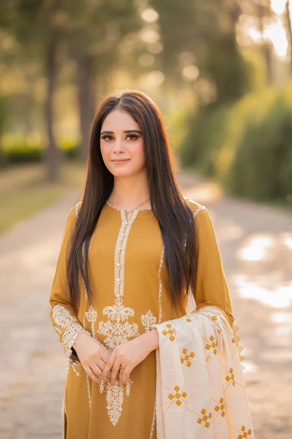 LIBBAS- 3PC Lawn Embroidered Shirt with Printed Chiffon Dupatta (Unstitched) - RN-2431