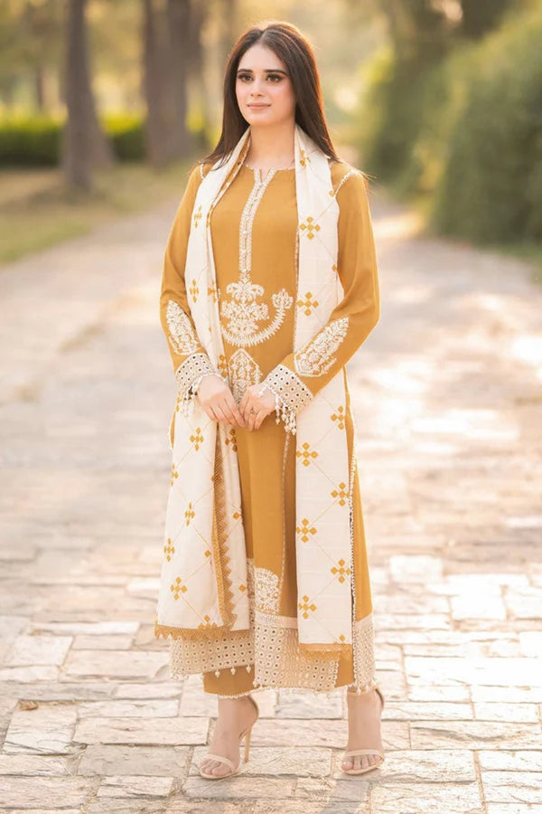 LIBBAS- 3PC Lawn Embroidered Shirt with Printed Chiffon Dupatta (Unstitched) - RN-2431