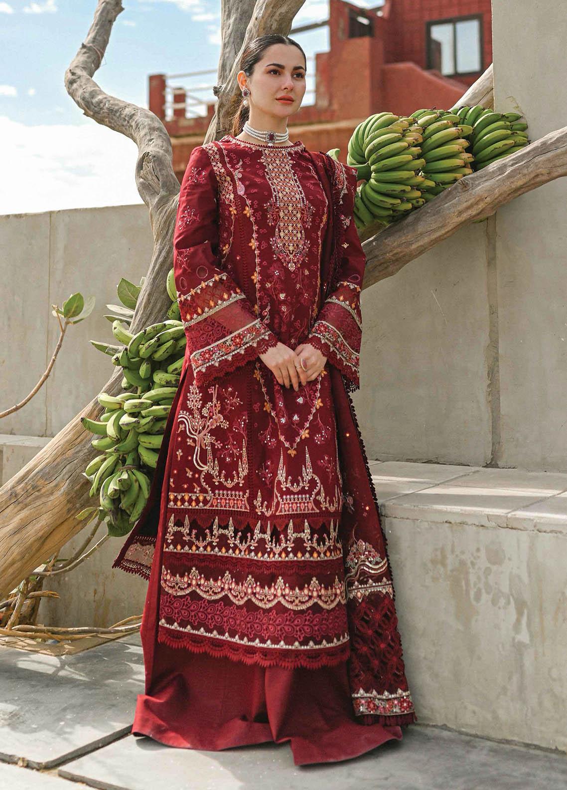 MARIA B -3PC Unstitched Dhanak Embroidered Shirt with Dhanak Embroidered Dupatta and Trouser -DN1811