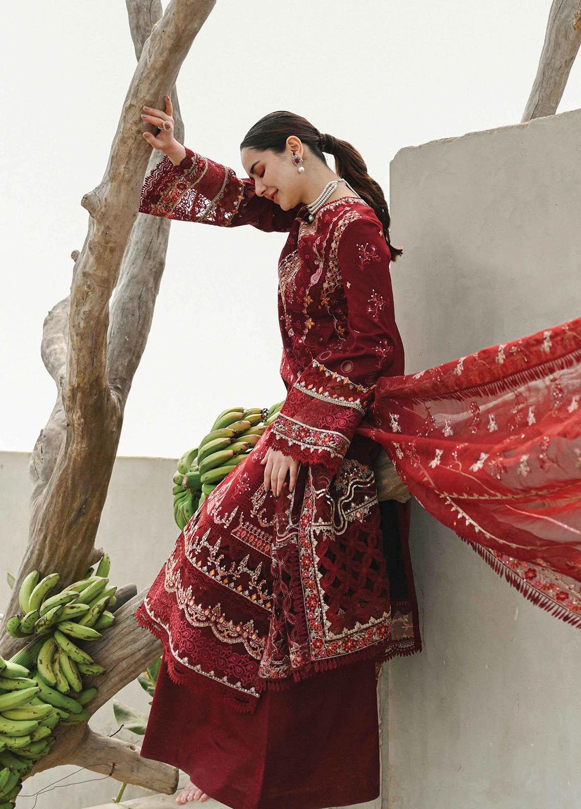 MARIA B -3PC Unstitched Dhanak Embroidered Shirt with Dhanak Embroidered Dupatta and Trouser -DN1811