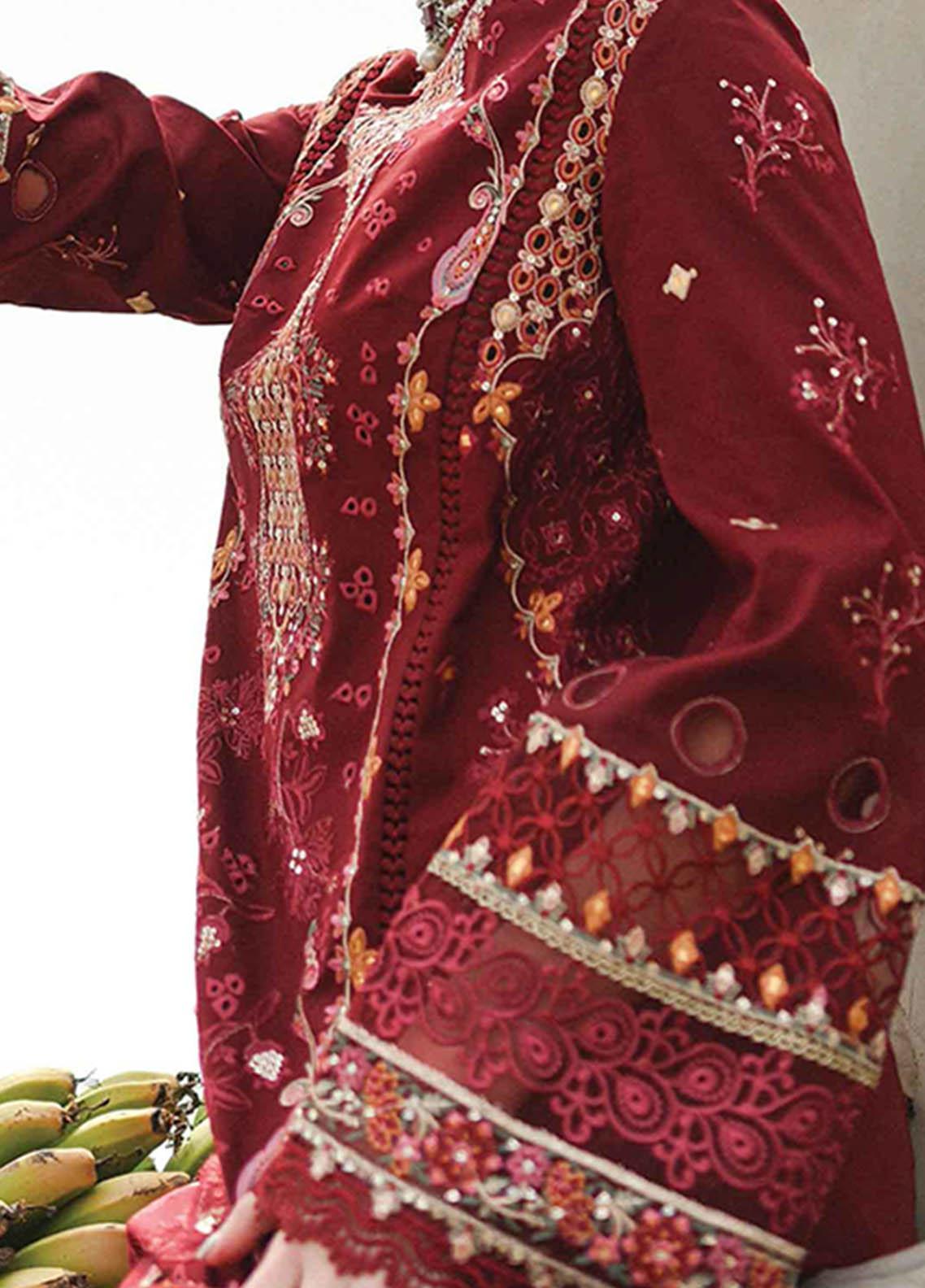 MARIA B -3PC Unstitched Dhanak Embroidered Shirt with Dhanak Embroidered Dupatta and Trouser -DN1811