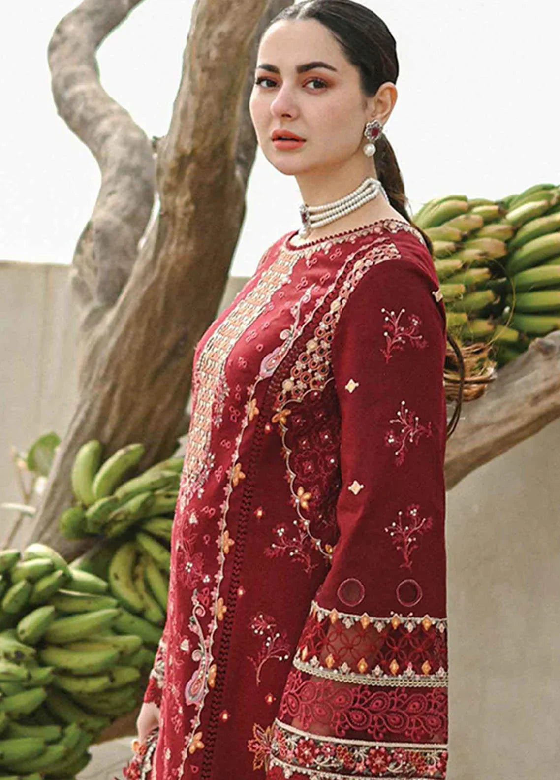 MARIA B -3PC Unstitched Dhanak Embroidered Shirt with Dhanak Embroidered Dupatta and Trouser -DN1811