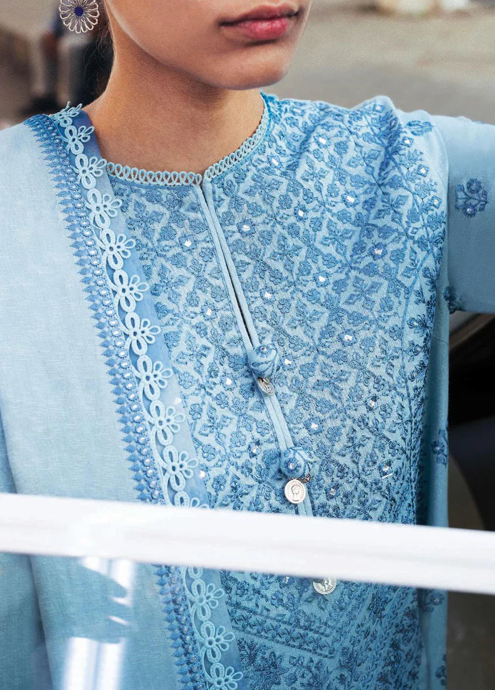 SAPPHIRE - 3PC Lawn Embroidered Shirt with Printed Chiffon Dupatta (Unstitched) - RN-2441